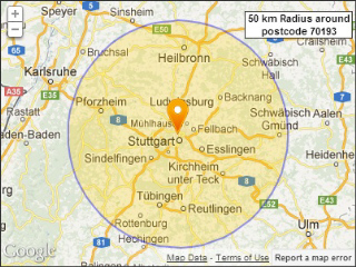 German postcodes within a radius